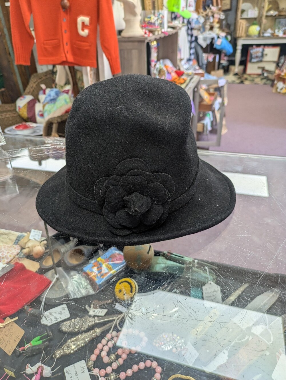 Vintage 1990s Y2K Flower Wool Bucket Hat